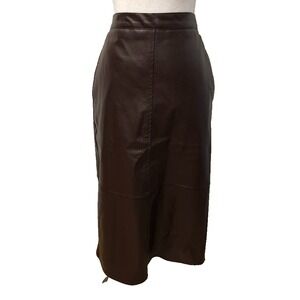 The Frankie Shop Faux Vegan Leather Maxi Skirt Womens Small Brown Elastic Waist